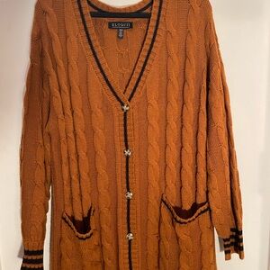 Eloquii Women's Cardigan Sweater Dress With Stripe Detail